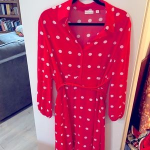 Hot pink polka dot dress
